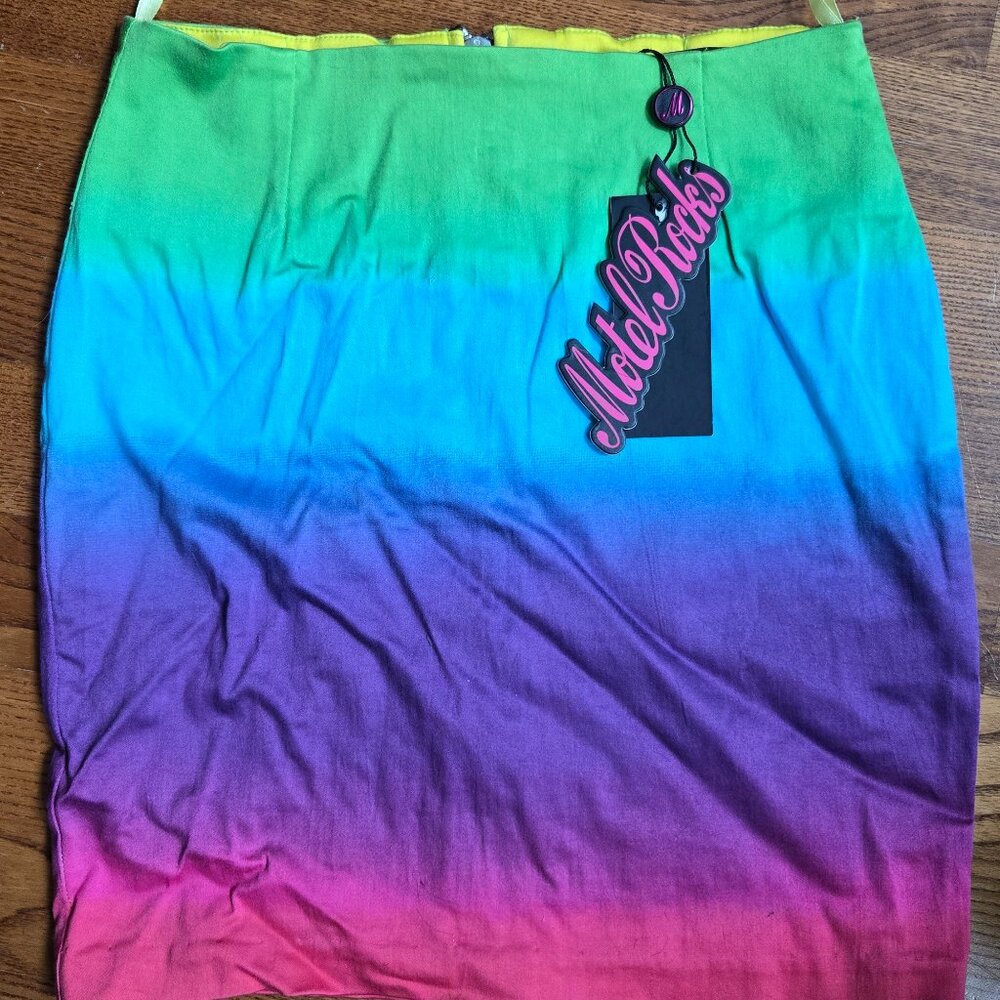 Colourful rainbow mini pencil skirt